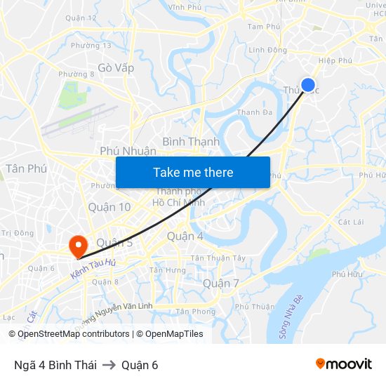 Ngã 4 Bình Thái to Quận 6 map