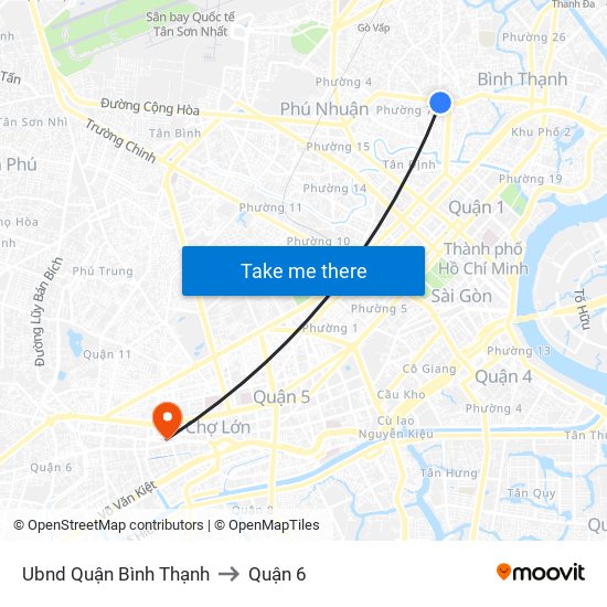 Ubnd Quận Bình Thạnh to Quận 6 map