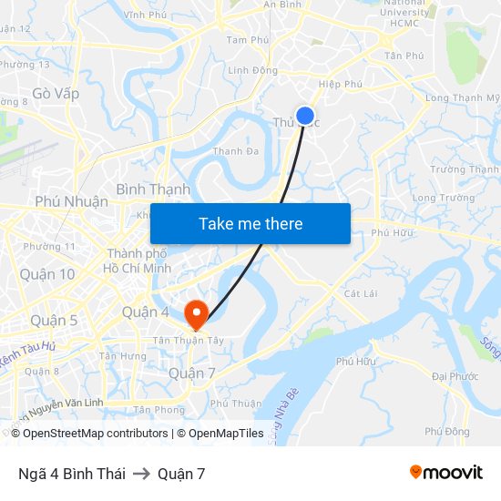 Ngã 4 Bình Thái to Quận 7 map