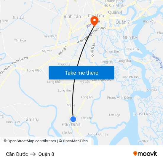 Cần Đước to Quận 8 map