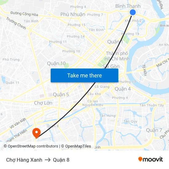 Chợ Hàng Xanh to Quận 8 map