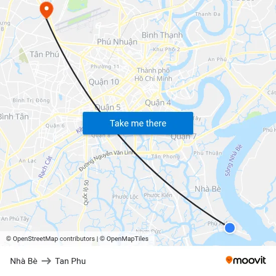 Nhà Bè to Tan Phu map