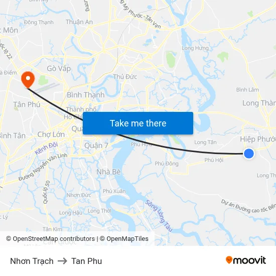 Nhơn Trạch to Tan Phu map