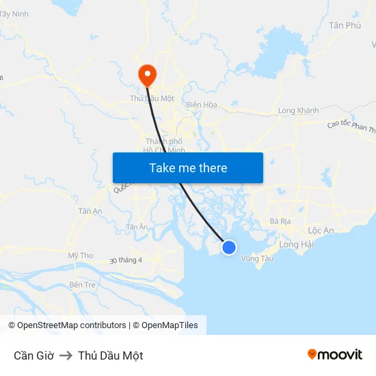 Cần Giờ to Thủ Dầu Một map