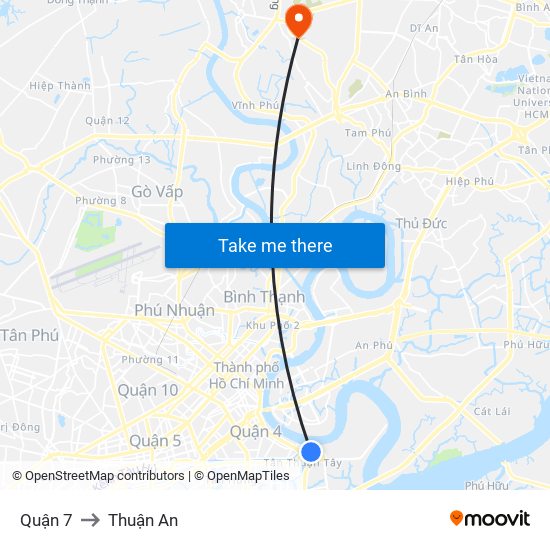 Quận 7 to Thuận An map