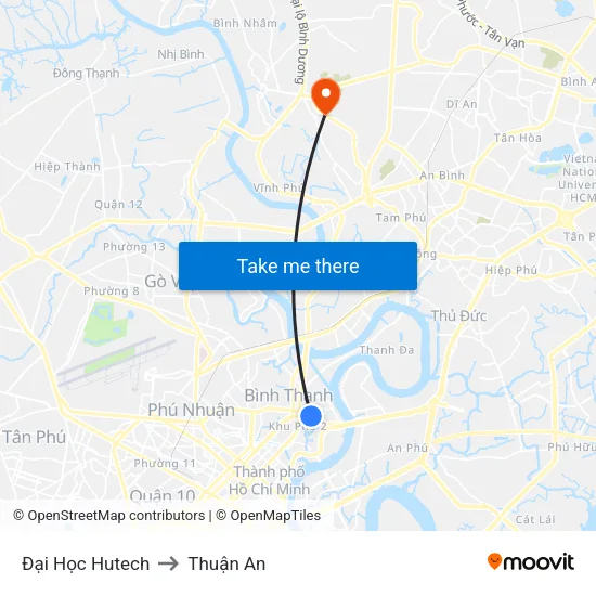 Đại Học Hutech to Thuận An map