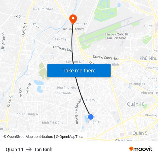 Quận 11 to Tân Bình map