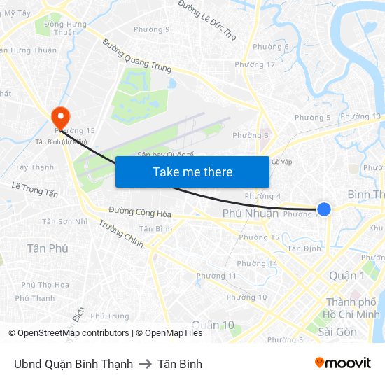 Ubnd Quận Bình Thạnh to Tân Bình map