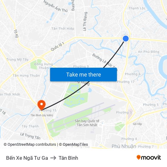 Bến Xe Ngã Tư Ga to Tân Bình map