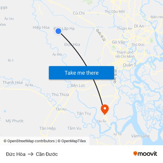 Đức Hòa to Cần Đước map