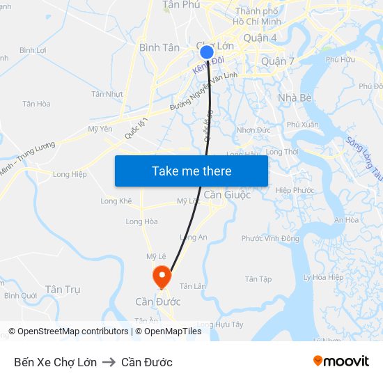 Bến Xe Chợ Lớn to Cần Đước map