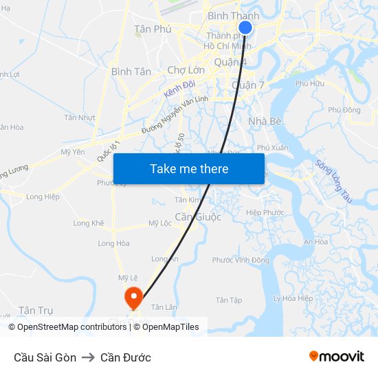 Cầu Sài Gòn to Cần Đước map