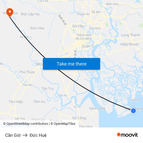 Cần Giờ to Đức Huệ map