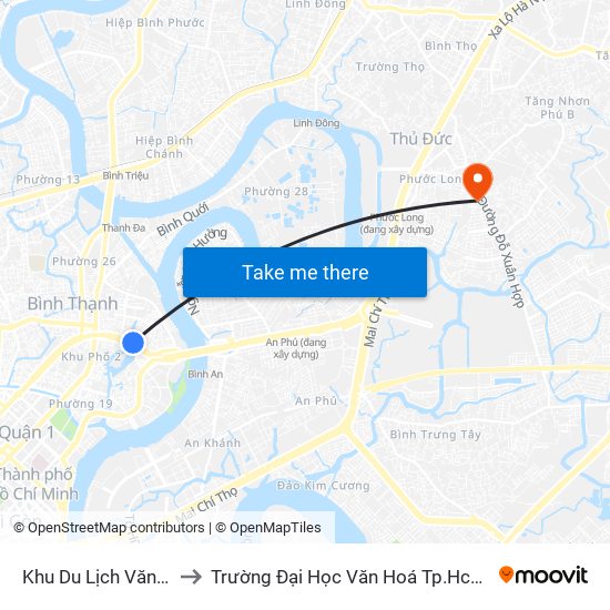 Khu Du Lịch Văn Thánh to Trường Đại Học Văn Hoá Tp.Hcm - Cơ Sở 2 map