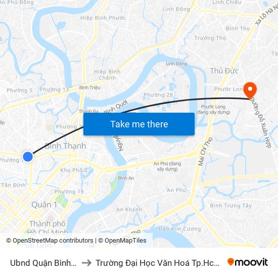 Ubnd Quận Bình Thạnh to Trường Đại Học Văn Hoá Tp.Hcm - Cơ Sở 2 map