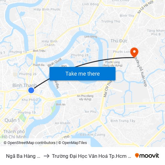 Ngã Ba Hàng Xanh to Trường Đại Học Văn Hoá Tp.Hcm - Cơ Sở 2 map