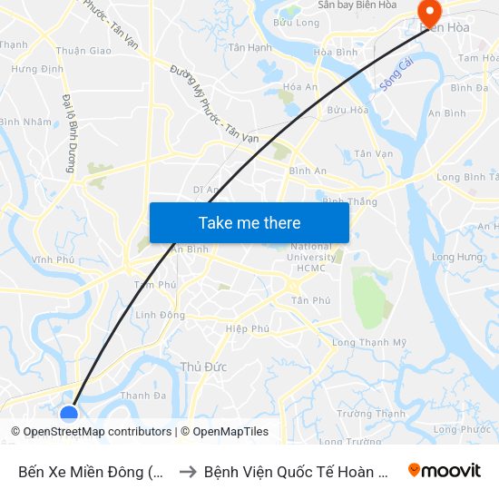 Bến Xe Miền Đông (Xe Khách) to Bệnh Viện Quốc Tế Hoàn Mỹ Đồng Nai map