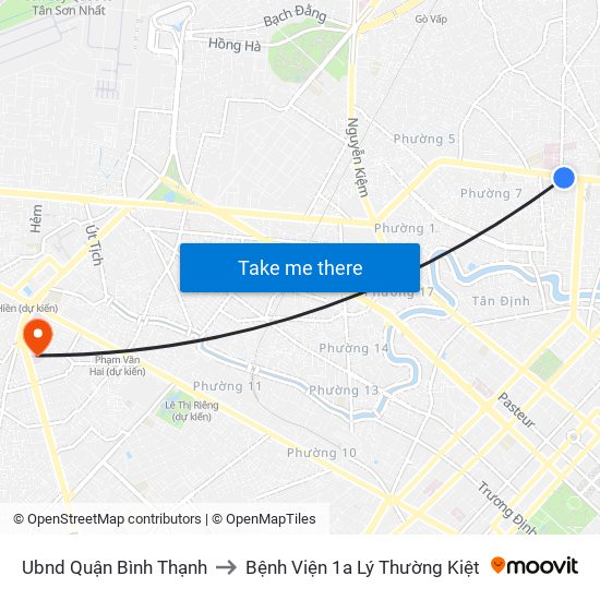 Ubnd Quận Bình Thạnh to Bệnh Viện 1a Lý Thường Kiệt map