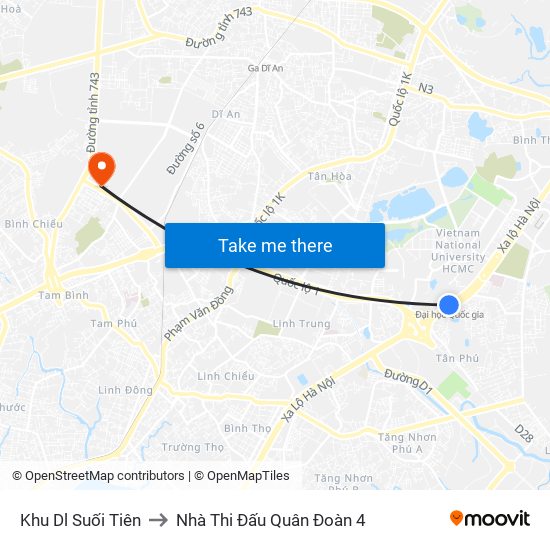 Khu Dl Suối Tiên to Nhà Thi Đấu Quân Đoàn 4 map