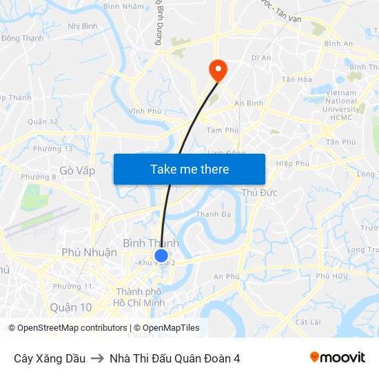 Cây Xăng Dầu to Nhà Thi Đấu Quân Đoàn 4 map