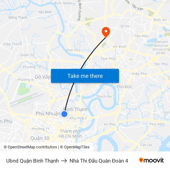 Ubnd Quận Bình Thạnh to Nhà Thi Đấu Quân Đoàn 4 map