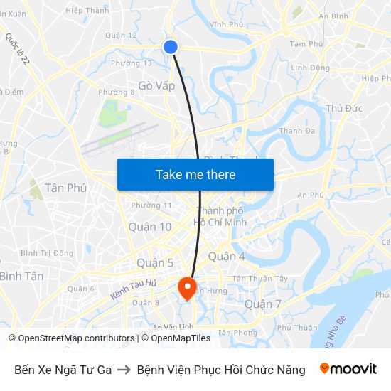 Bến Xe Ngã Tư Ga to Bệnh Viện Phục Hồi Chức Năng map