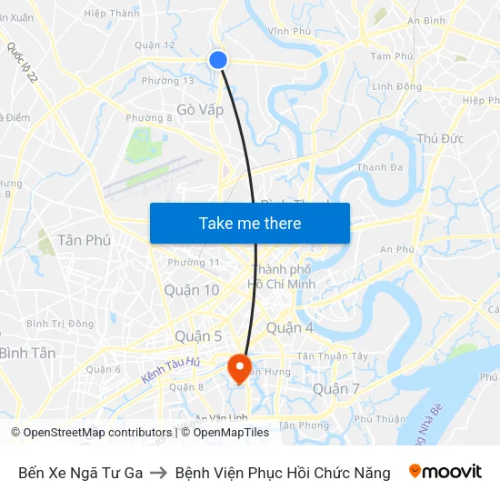 Bến Xe Ngã Tư Ga to Bệnh Viện Phục Hồi Chức Năng map