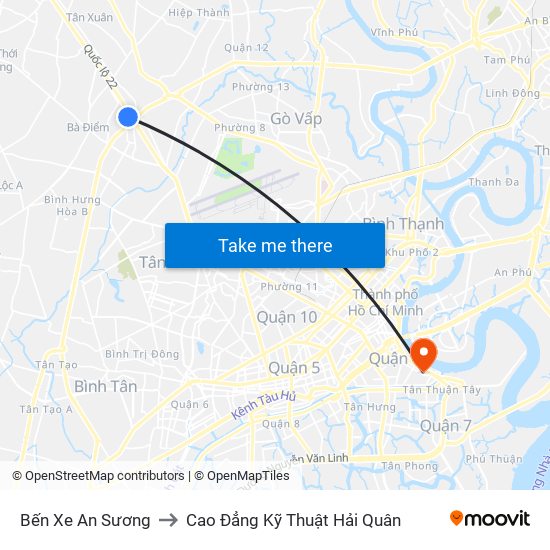 Bến Xe An Sương to Cao Đẳng Kỹ Thuật Hải Quân map