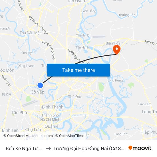 Bến Xe Ngã Tư Ga to Trường Đại Học Đồng Nai (Cơ Sở 3) map