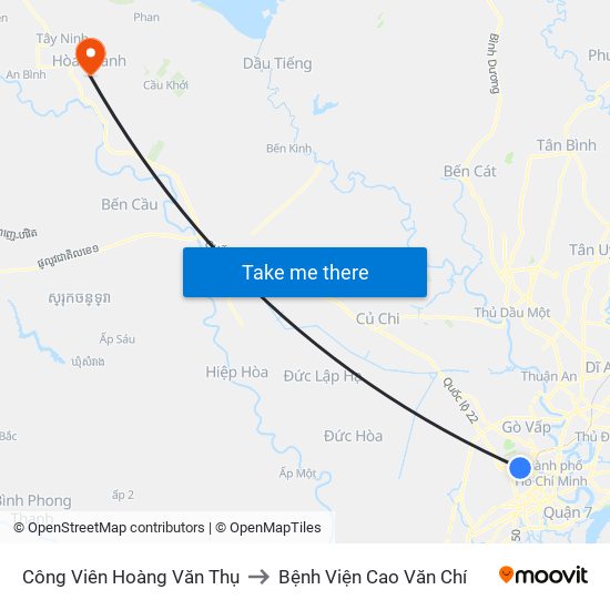 Công Viên Hoàng Văn Thụ to Bệnh Viện Cao Văn Chí map