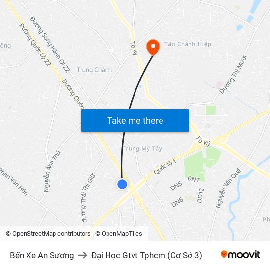 Bến Xe An Sương to Đại Học Gtvt Tphcm (Cơ Sở 3) map