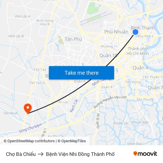 Chợ Bà Chiểu to Bệnh Viện Nhi Đồng Thành Phố map