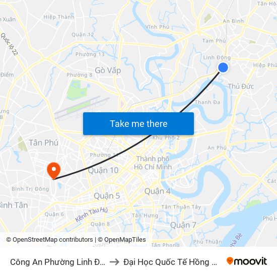 Công An Phường Linh Đông to Đại Học Quốc Tế Hồng Bàng map