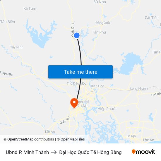 Ubnd P. Minh Thành to Đại Học Quốc Tế Hồng Bàng map