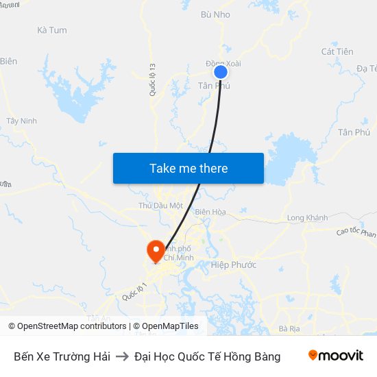 Bến Xe Trường Hải to Đại Học Quốc Tế Hồng Bàng map