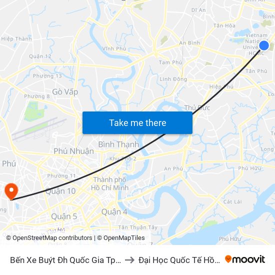 Bến Xe Buýt Đh Quốc Gia Tphcm (Mới) to Đại Học Quốc Tế Hồng Bàng map