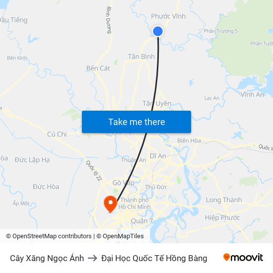 Cây Xăng Ngọc Ánh to Đại Học Quốc Tế Hồng Bàng map