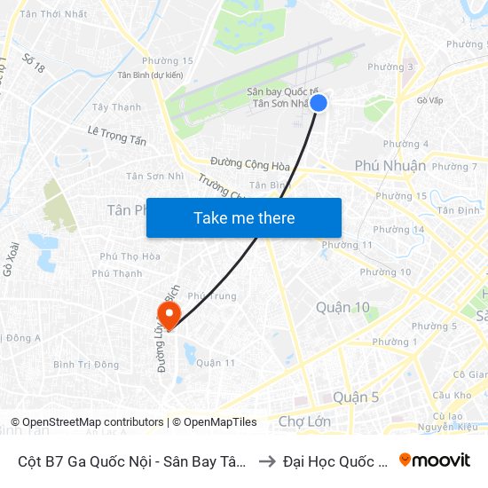 Cột B7 Ga Quốc Nội - Sân Bay Tân Sơn Nhất (Xe Thành Công) to Đại Học Quốc Tế Hồng Bàng map