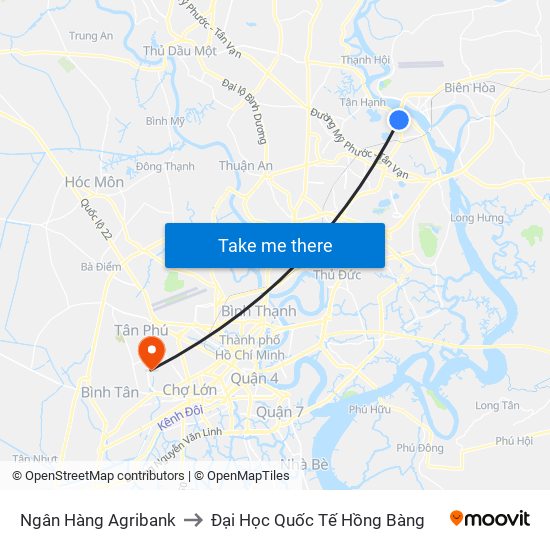 Ngân Hàng Agribank to Đại Học Quốc Tế Hồng Bàng map