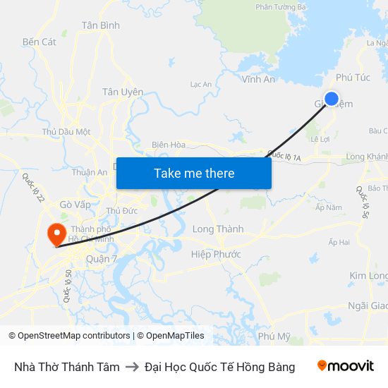 Nhà Thờ Thánh Tâm to Đại Học Quốc Tế Hồng Bàng map