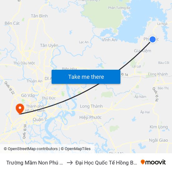 Trường Mầm Non Phú Túc to Đại Học Quốc Tế Hồng Bàng map