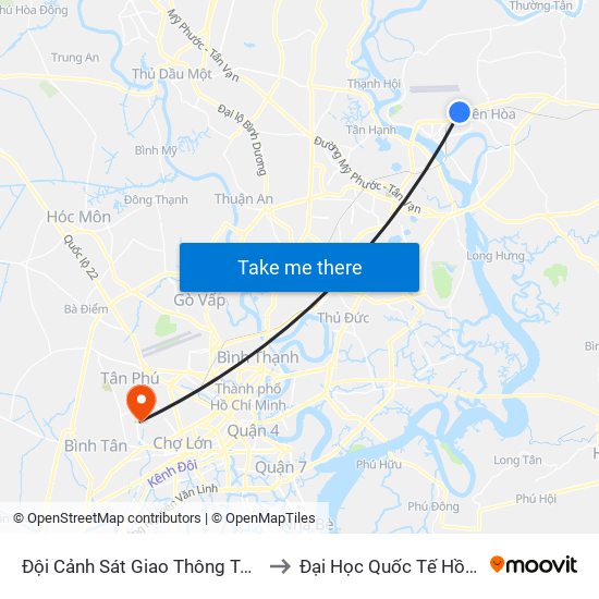 Đội Cảnh Sát Giao Thông Tp Biên Hòa to Đại Học Quốc Tế Hồng Bàng map