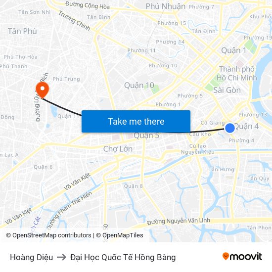 Hoàng Diệu to Đại Học Quốc Tế Hồng Bàng map