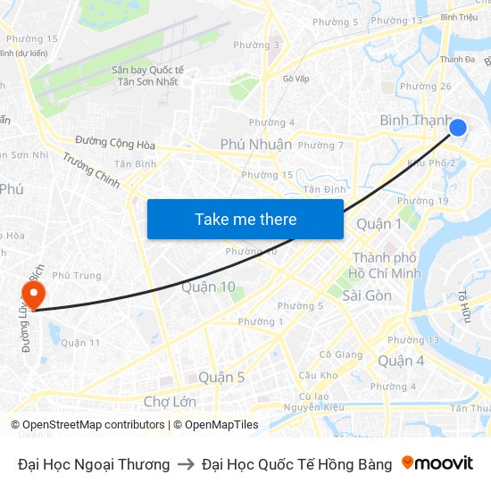 Đại Học Ngoại Thương to Đại Học Quốc Tế Hồng Bàng map