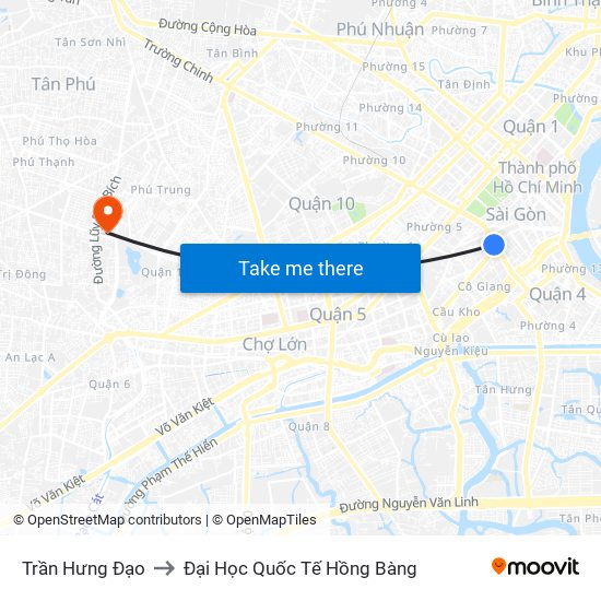 Trần Hưng Đạo to Đại Học Quốc Tế Hồng Bàng map