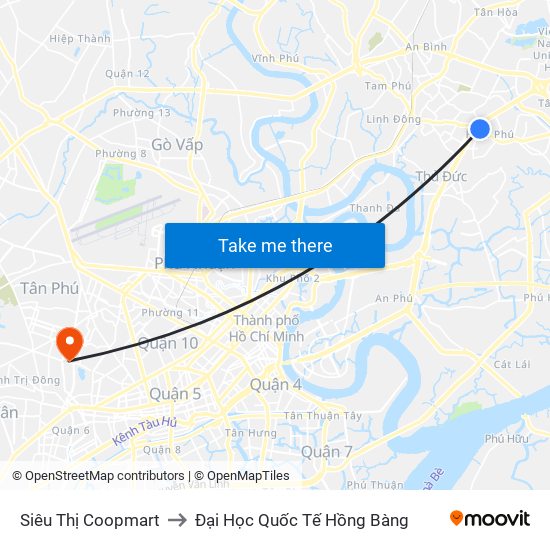 Siêu Thị Coopmart to Đại Học Quốc Tế Hồng Bàng map