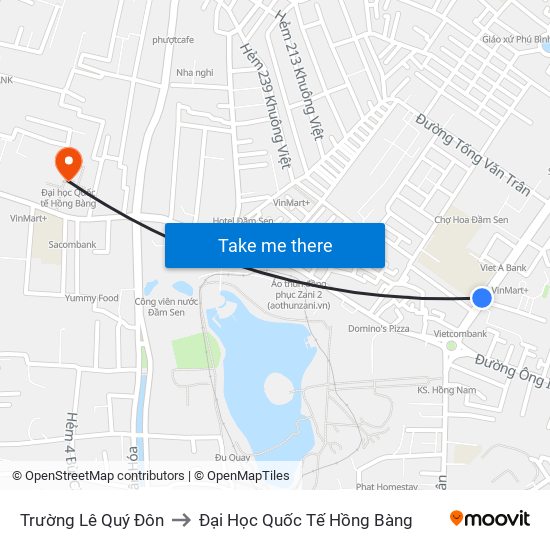 Trường Lê Quý Đôn to Đại Học Quốc Tế Hồng Bàng map