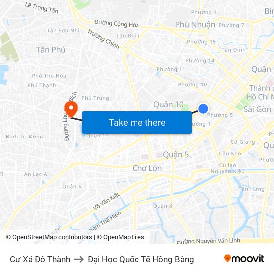 Cư Xá Đô Thành to Đại Học Quốc Tế Hồng Bàng map