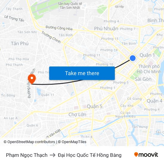 Phạm Ngọc Thạch to Đại Học Quốc Tế Hồng Bàng map