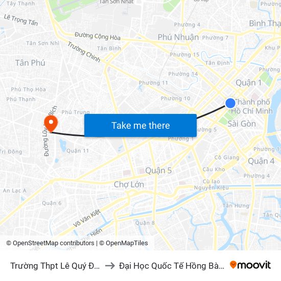 Trường Thpt Lê Quý Đôn to Đại Học Quốc Tế Hồng Bàng map